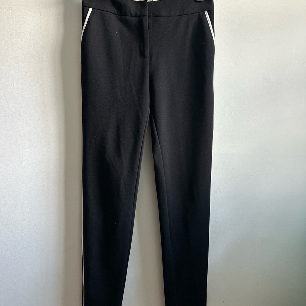 Calvin Klein Black Slim Fit Dress Pants with White Accents